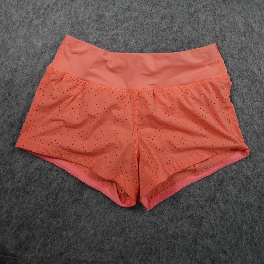 Lululemon Short Women 4 Pop Orange Final Lap Athletic Run Gym Workout Yoga